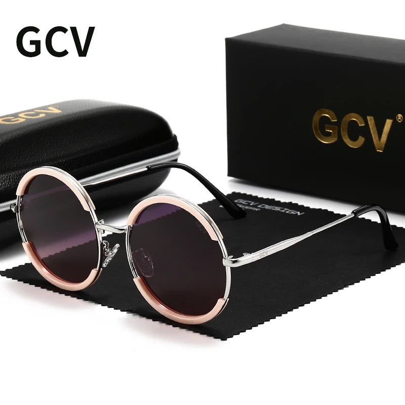 GCV Classic Round Sunglasses – Unisex Metal Frame, Polarized, Punk Style