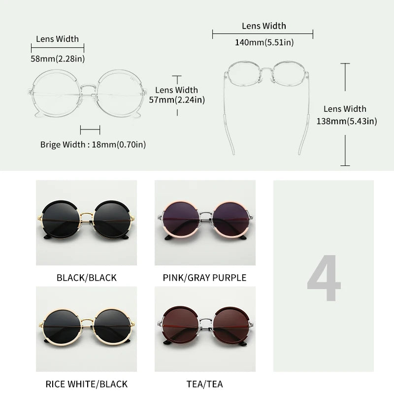 GCV Classic Round Sunglasses – Unisex Metal Frame, Polarized, Punk Style