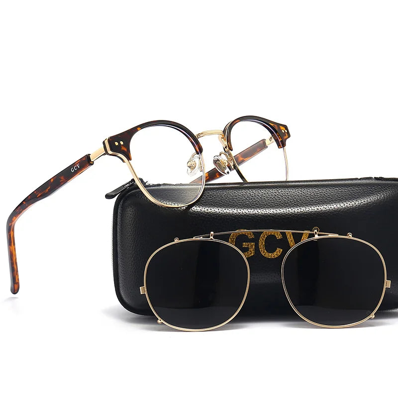 GCV Double Layer Sunglasses – Removable Lens, Polarized, Retro Steampunk Style