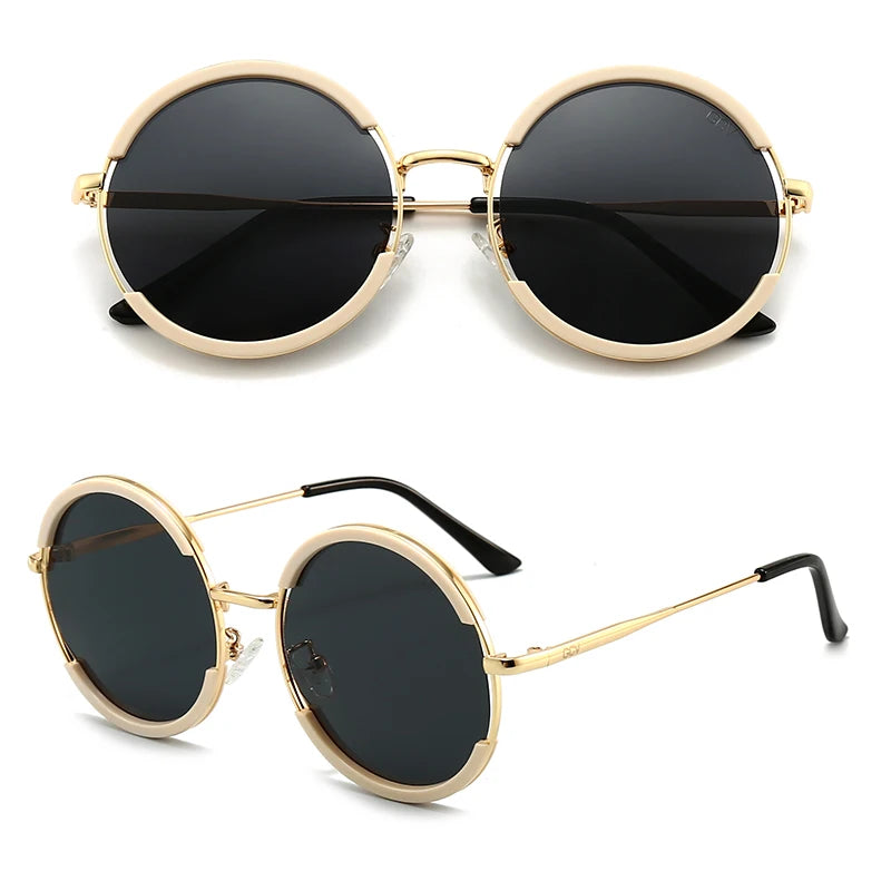 GCV Classic Round Sunglasses – Unisex Metal Frame, Polarized, Punk Style