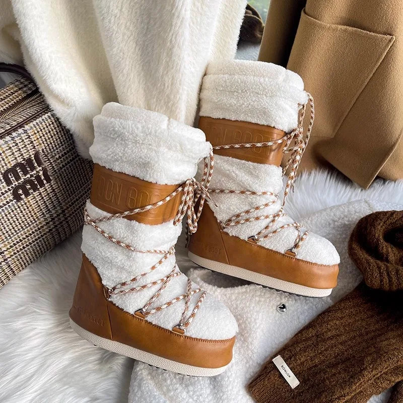 Winter ThiBot – Women’s Long Tube Snow Boots 2025 | Warm, Anti-Slip & Ski-Ready
