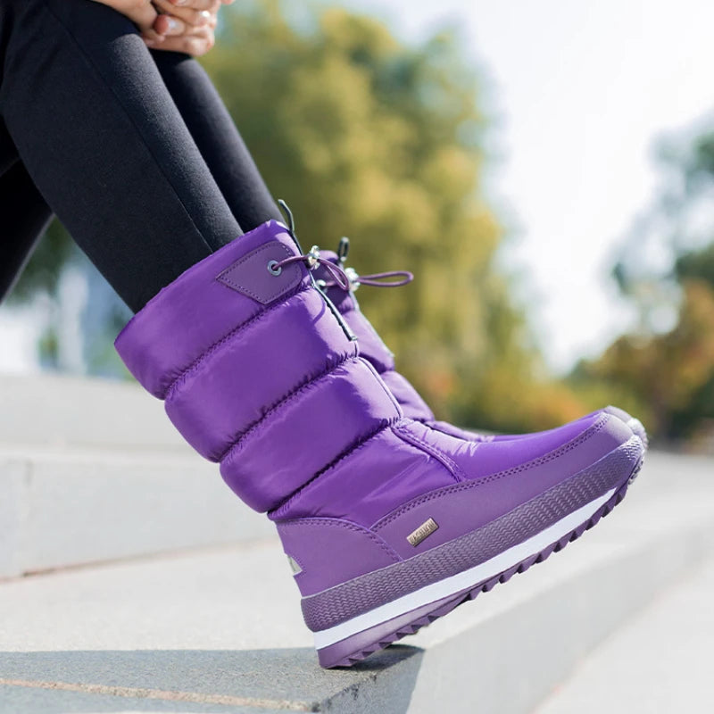 Women’s Winter Mid-Calf Snow Boots | Thick Warm Plush, Waterproof & Non-Slip Platform