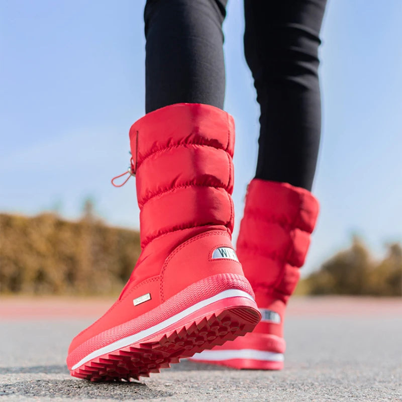 Women’s Winter Mid-Calf Snow Boots | Thick Warm Plush, Waterproof & Non-Slip Platform