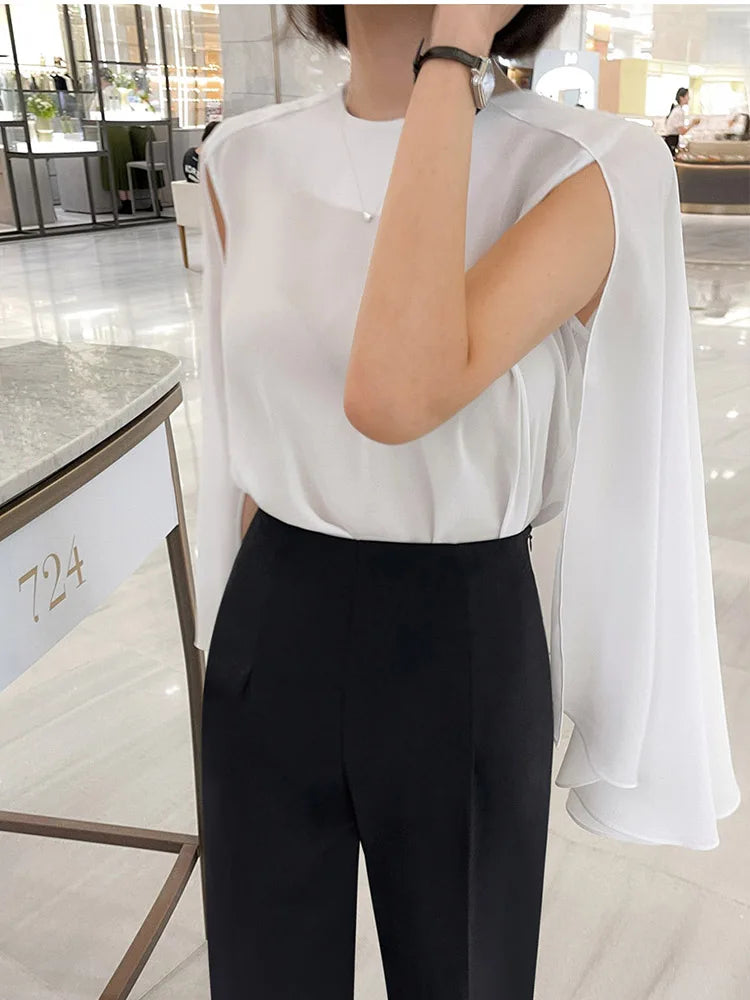 Zoki Chic Elegant Chiffon Blouse – Summer Loose Batwing Sleeve Office Top