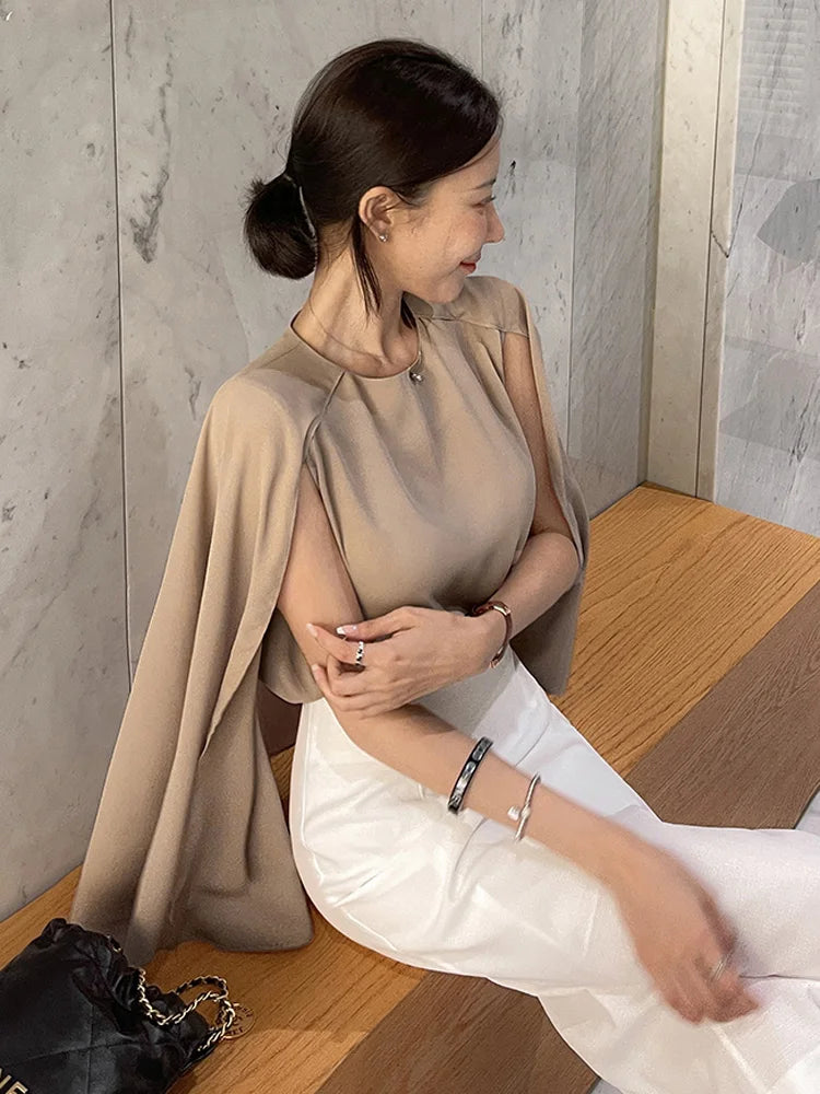 Zoki Chic Elegant Chiffon Blouse – Summer Loose Batwing Sleeve Office Top