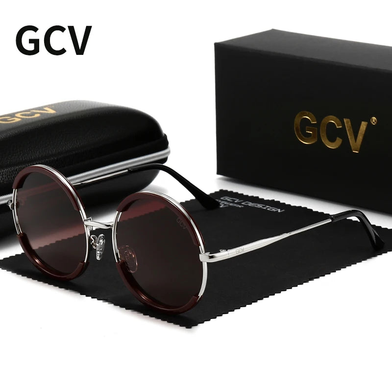 GCV Classic Round Sunglasses – Unisex Metal Frame, Polarized, Punk Style