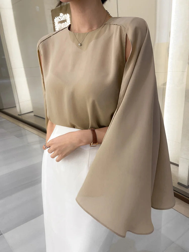 Zoki Chic Elegant Chiffon Blouse – Summer Loose Batwing Sleeve Office Top